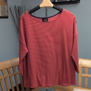 W5 Women's Pink Ribbed Top with Button Detail